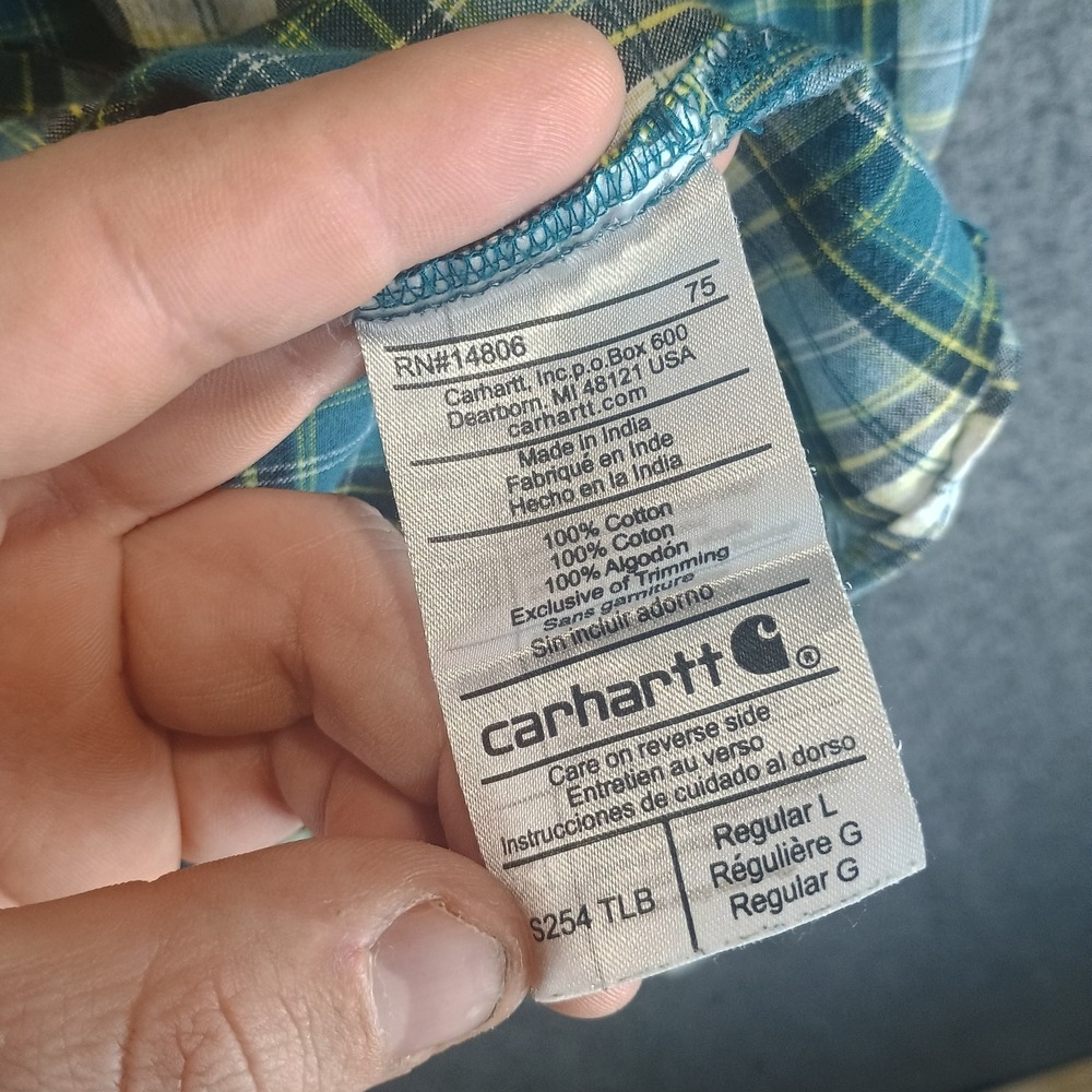 Carhartt Midweight Chambray Shirt Mens Size XL Dark Gray Plaid Pockets S254 - Picture 6 of 10
